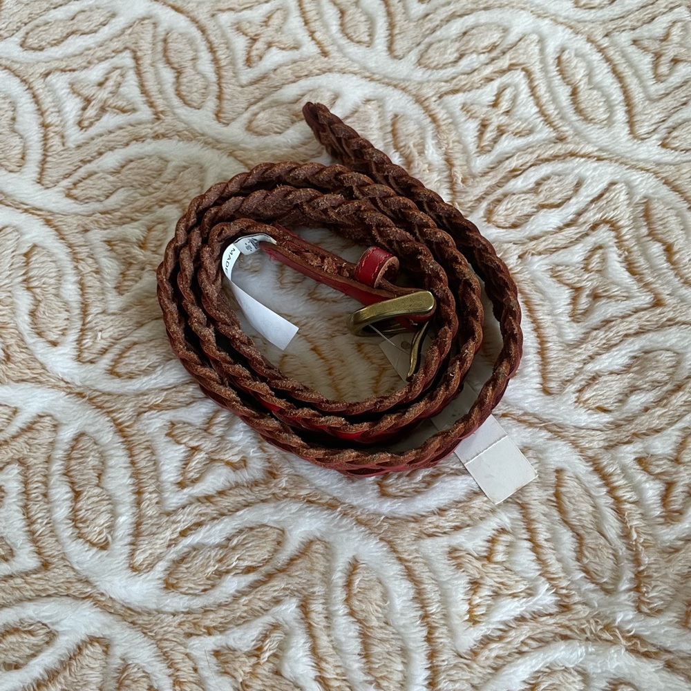 Y2K Madewell Ox Blood Red Woven Leather Belt - Picture 4 of 5